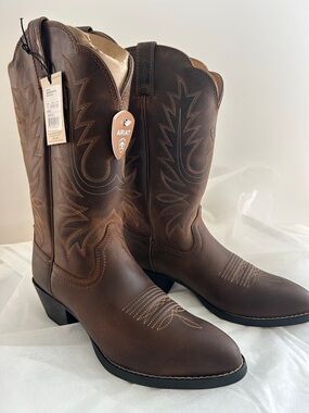 Ariat Heritage R Toe Western Brown Leather Slant Heel Traditional Cowgirl Boot